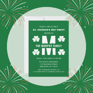 Invitation Joyeux St. Patrick's Day Party Monogramme Nom de f