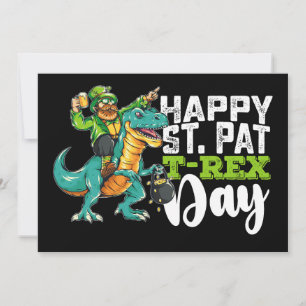 Invitation Joyeux St Patrick's Day Pat T Rex Dinosaur