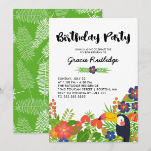 Invitation Joyeux Toucan Tropical Anniversaire de enfant Part