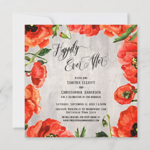 Invitation Joyeux toujours après les pavots rouges à la récep