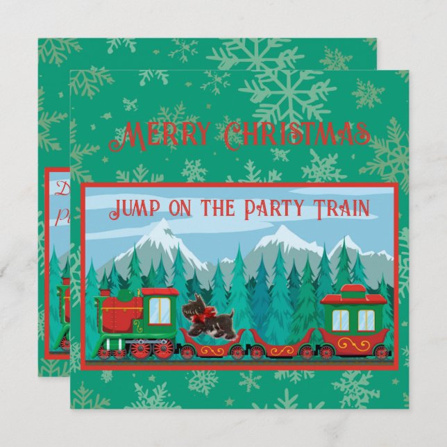 Invitation Joyeux train de Noël (Devant / Derrière)
