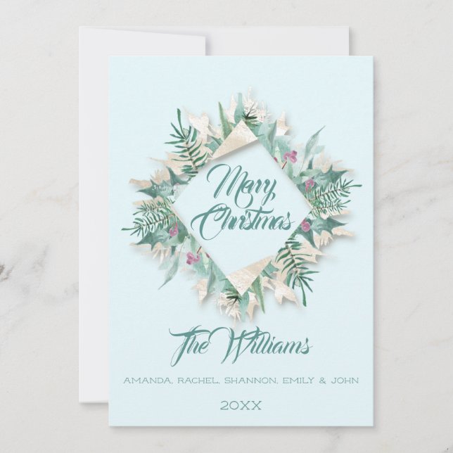 Invitation Joyeux ventre de Noël encadré Monogramme gris bleu (Devant)