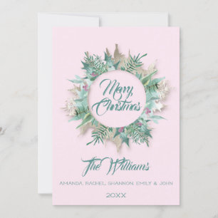 Invitation Joyeux ventre de Noël Turquoise Monogram Mint rose