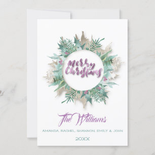 Invitation Joyeux ventre de Noël Wreath Monogramme blanc