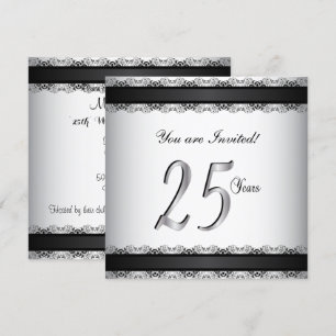 Invitation Joyeux Vingt-Cinquième Anniversaire de Mariage 25 