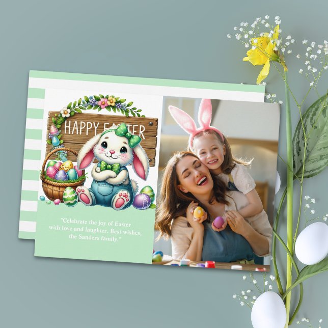 Invitation "Joyful Easter! Cute Rabbit and Family Photo" (Créateur téléchargé)