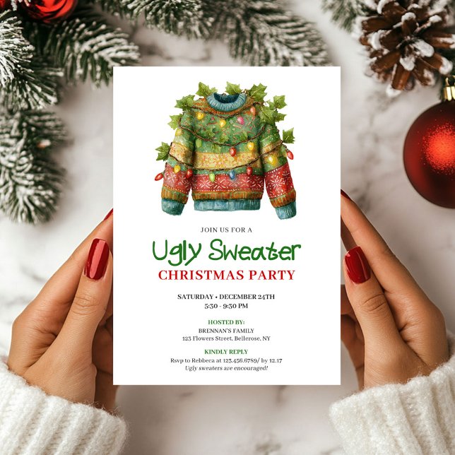 Invitation Joyful Funny Ugly Sweater Christmas Invite (Joyful Funny Ugly Sweater Christmas Invite)