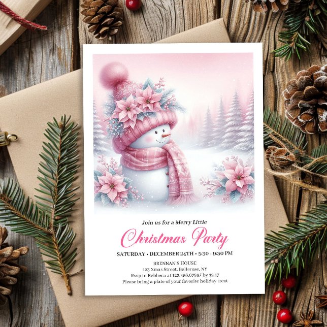 Invitation Joyful Pink Snowman Kids Download Christmas Invite (Joyful Pink Snowman Kids Download Christmas Invitation

)