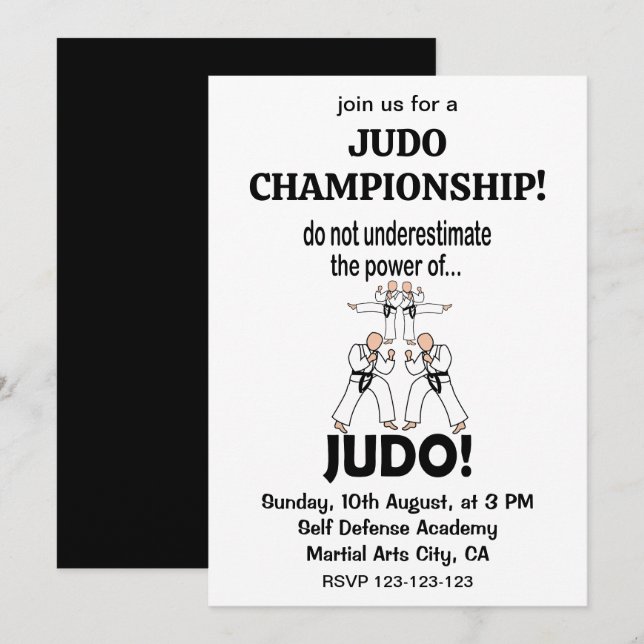 Invitation Judo Fighter Self Defense Taekwondo Judo (Devant / Derrière)