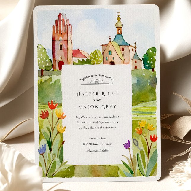 Invitation Jugendstil Mathildenhöhe Darmstadt Aquarelle (Créateur téléchargé)