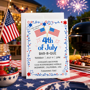 Invitation Juillet Quatrième américain Drapeau Aigle barbecue