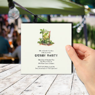Invitation Julep de menthe à l'aquarelle Derby