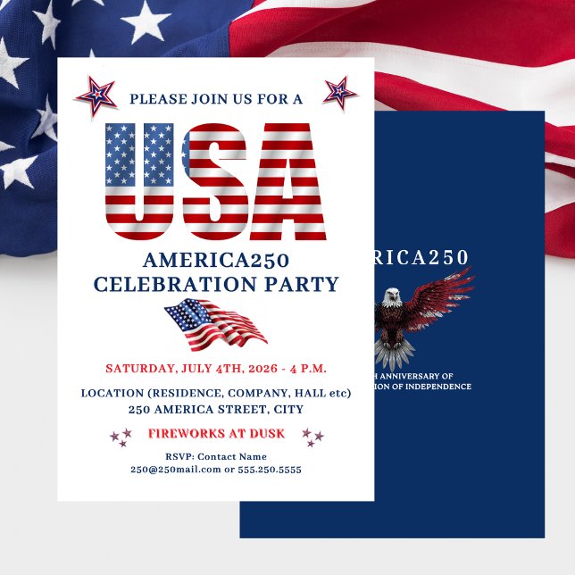 INVITATION JULY 4TH AMERICA250 PARTY  (JULY 4TH AMERICA250 PARTY INVITATION)