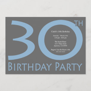Invitation Jumbo Numbers Anniversaire (bleu / gris)