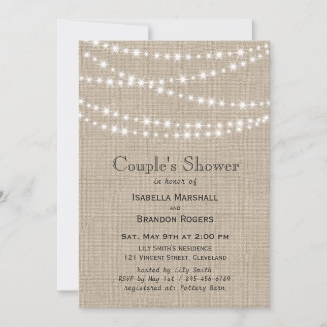 Invitation Jumeau lumières Typographie Couple's Shower Invita (Devant)