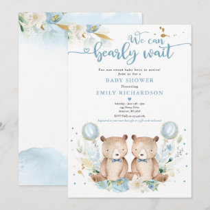 Invitation Jumeau Teddy Bear On Peut Attendre