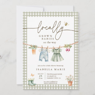 Invitation Jumeaux Baby Shower Local Vert