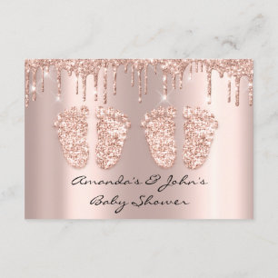Invitation Jumeaux Baby shower Pieds Rose Gold Drives Blush