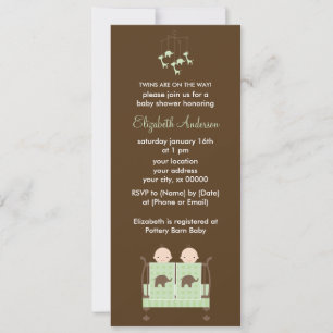 Invitation Jumeaux dans le baby shower vert de huche