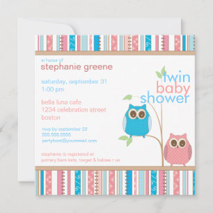 Invitation Jumeaux de chevrotines et Baby shower bleu