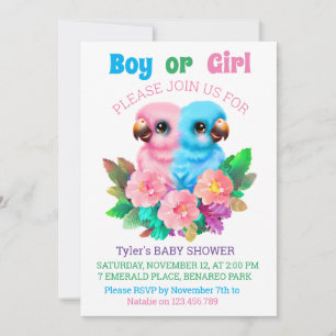 Invitation Jumeaux de perroquets pour bébés