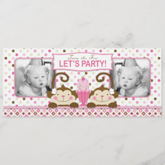 Invitation Jumeaux de singes et de glace le dimanche, anniver