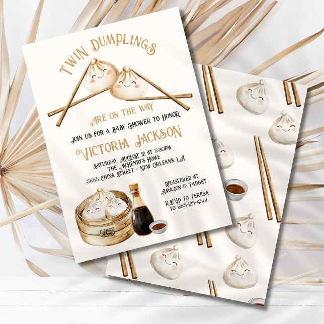 Invitation Jumeaux Dim Sum Baby shower neutre pour les femmes (Créateur téléchargé)