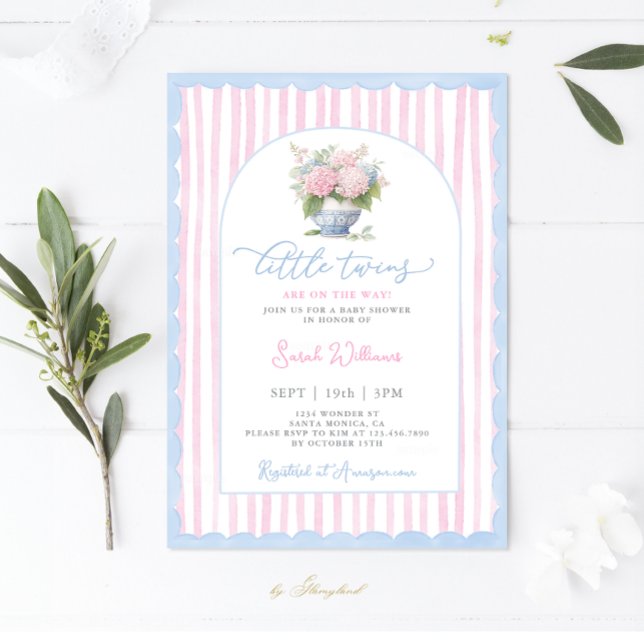 Invitation Jumeaux Garçon et Fille Grand Baby shower millénai (Créateur téléchargé)