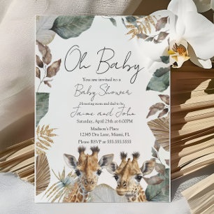 Invitation Jumeaux Girafe Jungle Sauvage Détails Baby Shower