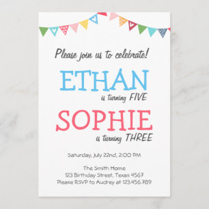 Invitation jumelle à la fête d'anniversaire fille