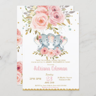 Invitation jumelle de baby shower de filles