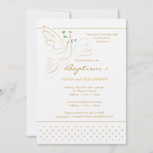 Invitation jumelle de baptême du baptême | (Devant)