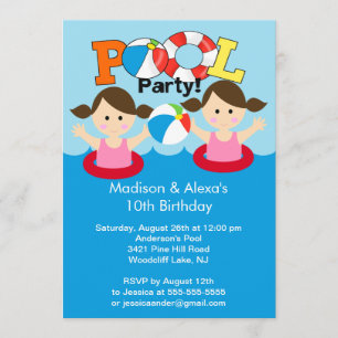 Invitation jumelle MIGNONNE d'anniversaire de