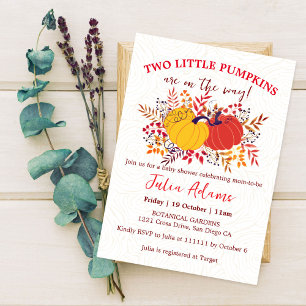 Invitation Jumelles Boho Little Fall Citrouilles Baby Shower