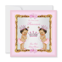 Jumelles Filles Princesse Baby Shower Or Rose Brun