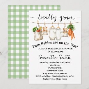 Invitation Jumelles Nées Localement Baby Shower
