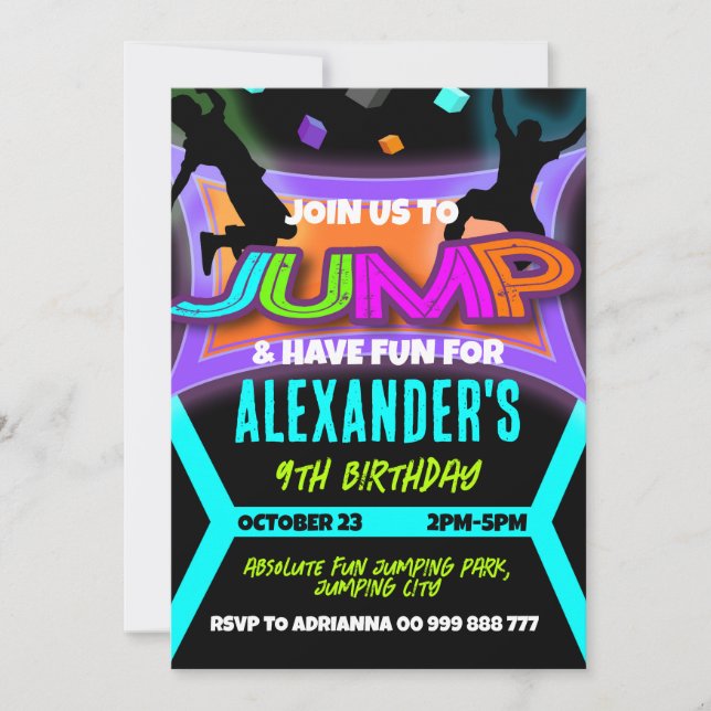 Invitation Jump Anniversaire, Bounce House Trampoline Park Bo (Devant)