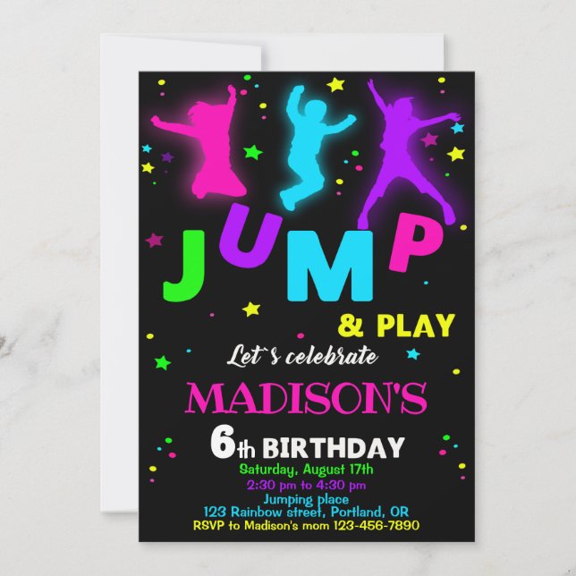 Invitation Jump anniversaire Bounce trampoline inv (Devant)