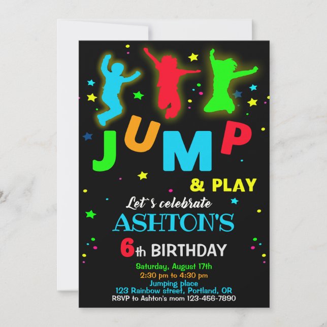 Invitation Jump anniversaire Bounce trampoline par (Devant)