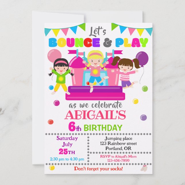 Invitation Jump anniversaire fille invitation de l (Devant)