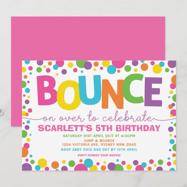 Invitation Jump Birthday Bounce House Trampoline Party (Devant / Derrière)