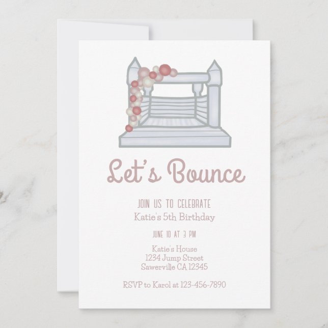 Invitation Jump Bounce House Girls Birthday (Devant)