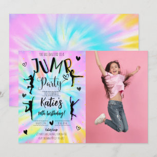 Invitation Jump Girl Tie Dye Anniversaire Photo