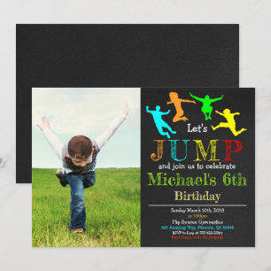 Invitation Jump Gymnastique Flip Chalkboard Garçon Anniversai