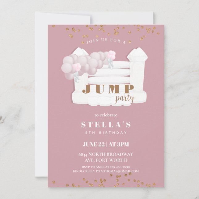 Invitation Jump Party Bounce House Trampoline Anniversaire (Devant)