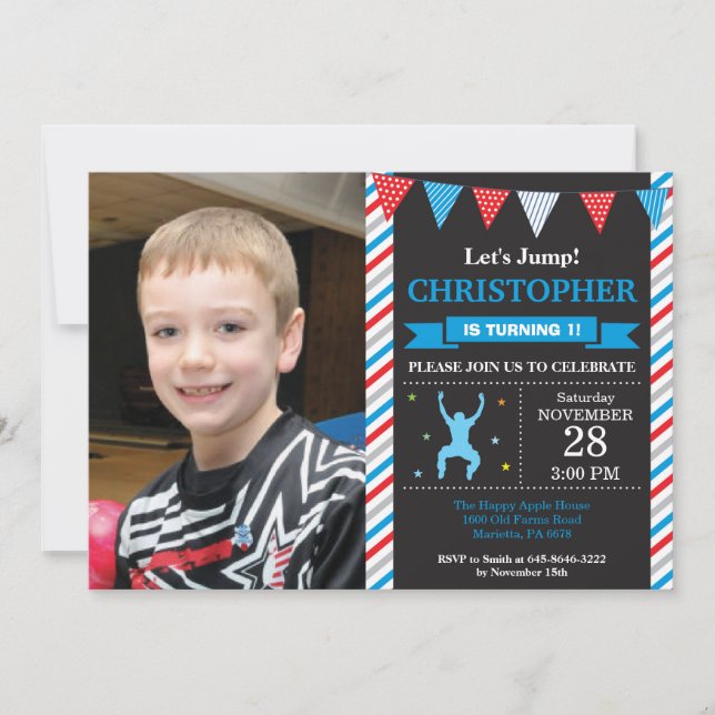 Invitation Jump Trampoline fête d'anniversaire (Devant)