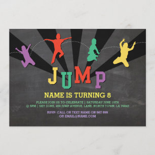 Invitation Jump Trampoline fête d'anniversaire Red Boys Invit