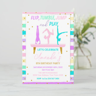 Invitation Jump Tumble and Play Gymnastics Birthday Party