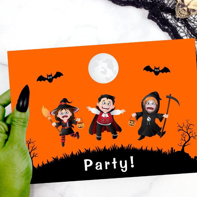 Invitation Jumping orange coloré Halloween Kids Party (Créateur téléchargé)
