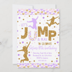Invitation Jumping party Gold confetti Anniversaire Invitatio